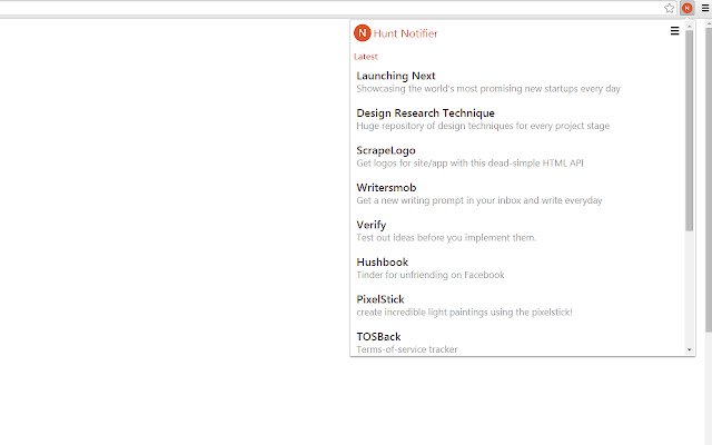Hunt Notifier  from Chrome web store to be run with OffiDocs Chromium online