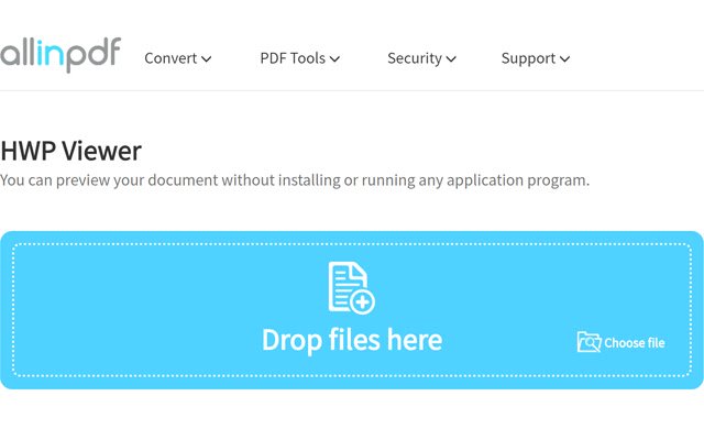 HWP 뷰어 Allinpdf.com  from Chrome web store to be run with OffiDocs Chromium online
