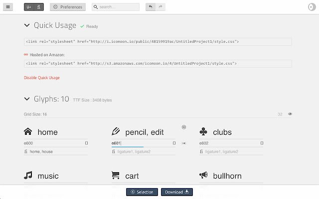 IcoMoon  from Chrome web store to be run with OffiDocs Chromium online