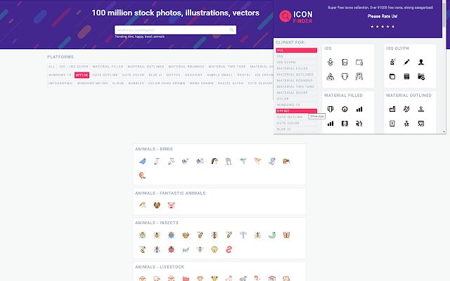 Icon Finder  from Chrome web store to be run with OffiDocs Chromium online