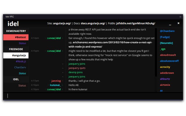 Idel IRC  from Chrome web store to be run with OffiDocs Chromium online