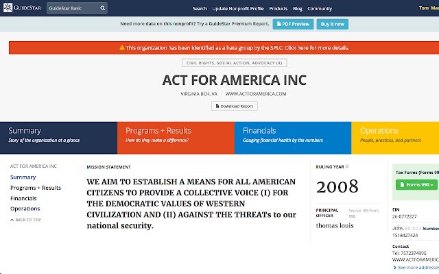 Identify hate groups on GuideStar  from Chrome web store to be run with OffiDocs Chromium online