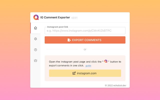 IGCommentExporter Chrome वेब स्टोर से Instagram Comment निर्यात करें, जिसे ऑनलाइन OfficeDocs Chromium के साथ चलाया जाएगा