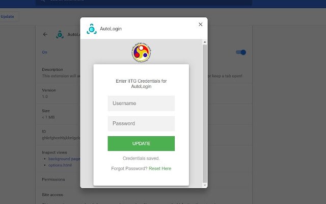 IITG AutoLogin  from Chrome web store to be run with OffiDocs Chromium online