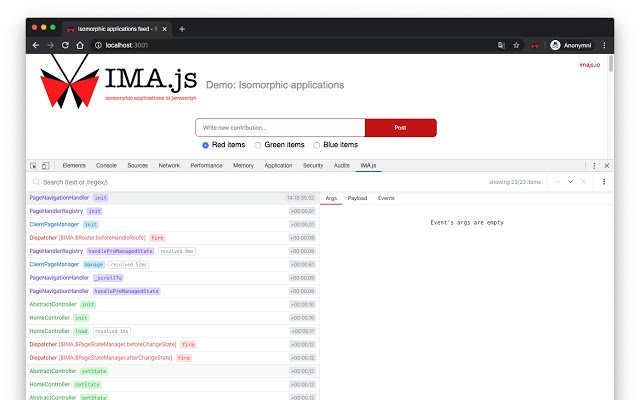 IMA.js Developer Tools  from Chrome web store to be run with OffiDocs Chromium online