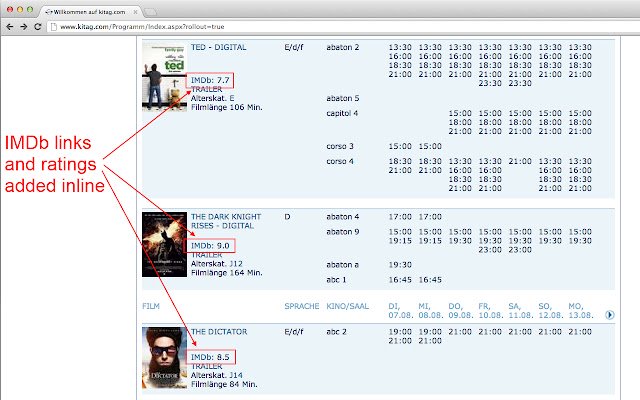 IMDb for Swiss cinema  from Chrome web store to be run with OffiDocs Chromium online