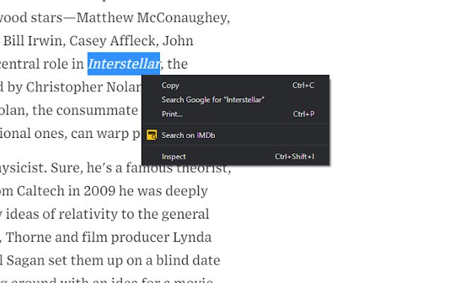 IMDb Search with Right Click (Context menu)  from Chrome web store to be run with OffiDocs Chromium online