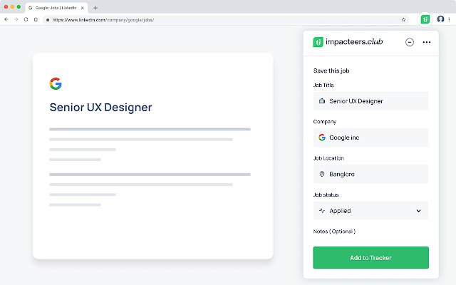 impacteers.club Job Tracker  from Chrome web store to be run with OffiDocs Chromium online