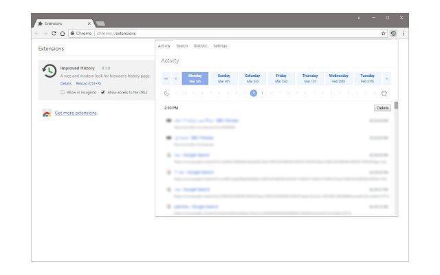 Improved History  from Chrome web store to be run with OffiDocs Chromium online