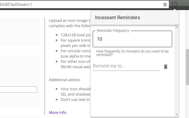 Chrome ウェブストアの Incessant Reminders は OffiDocs Chromium オンラインで実行されます