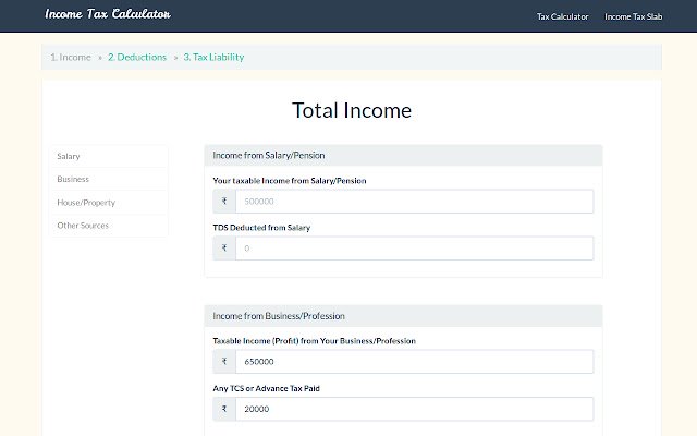 Income Tax Calculator  from Chrome web store to be run with OffiDocs Chromium online