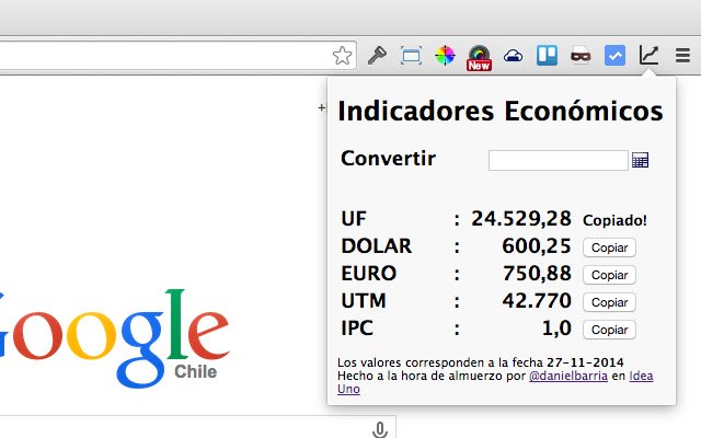 Indicadores Económicos de Chile  from Chrome web store to be run with OffiDocs Chromium online