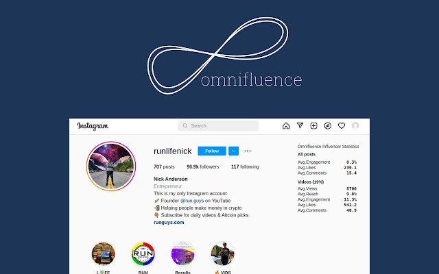 Influencer Insight | Omnifluence.io  from Chrome web store to be run with OffiDocs Chromium online