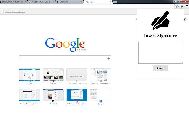 Insert Signature  from Chrome web store to be run with OffiDocs Chromium online