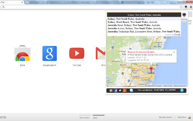 พิกัด GPS ทันทีจาก Chrome เว็บสโตร์เพื่อใช้งานร่วมกับ OffiDocs Chromium ออนไลน์