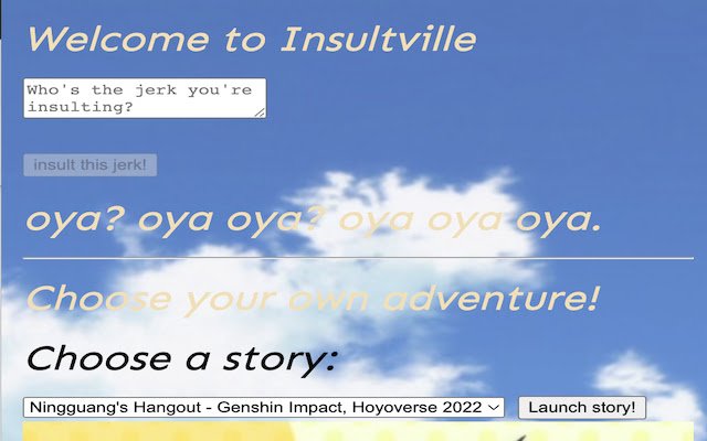 Chrome ウェブストアの Insulter Stories が OffiDocs Chromium オンラインで実行される