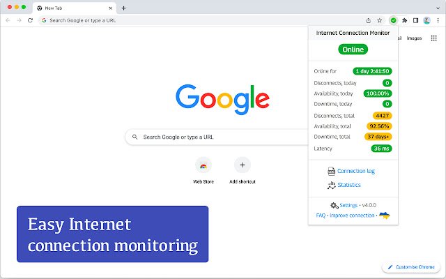 来自 Chrome 网上商店的 Internet 连接监视器将与 OffiDocs Chromium 在线一起运行