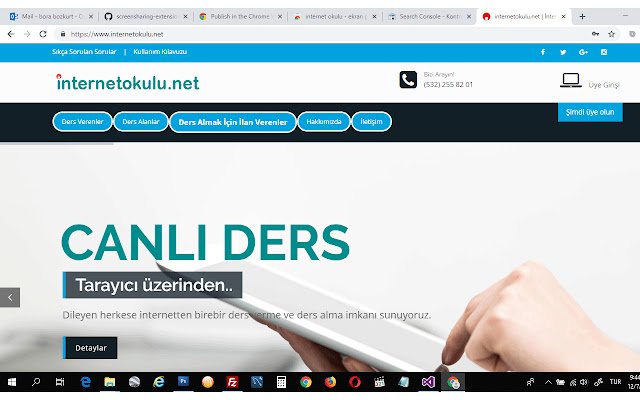 internet okulu ekran paylaşımı  from Chrome web store to be run with OffiDocs Chromium online