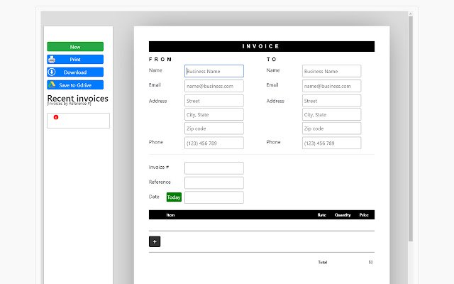 Invoices Maker  from Chrome web store to be run with OffiDocs Chromium online