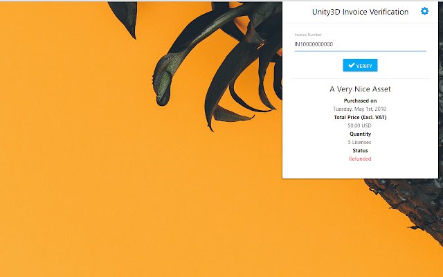 Invoice Verification for Unity3D  from Chrome web store to be run with OffiDocs Chromium online