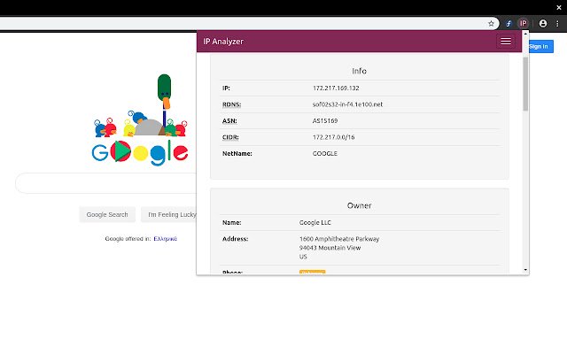 IP Analyzer  from Chrome web store to be run with OffiDocs Chromium online