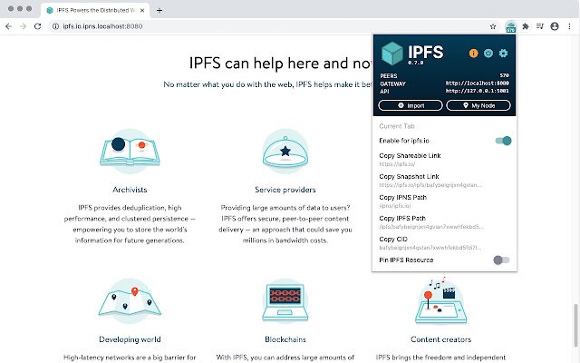 क्रोम वेब स्टोर से IPFS कम्पैनियन को OffiDocs क्रोमियम ऑनलाइन के साथ चलाया जाएगा