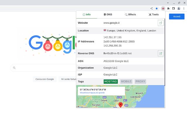 IP Whois  from Chrome web store to be run with OffiDocs Chromium online