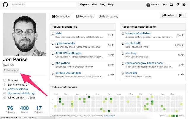 Is Following Me on Github?  from Chrome web store to be run with OffiDocs Chromium online