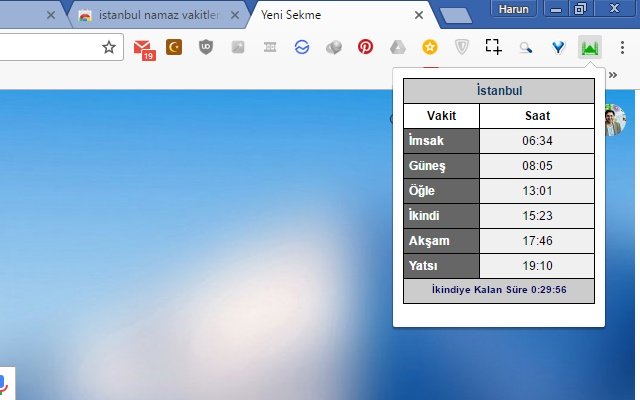istanbul namaz vakitleri  from Chrome web store to be run with OffiDocs Chromium online