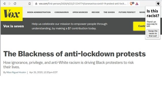 Is this racist?  from Chrome web store to be run with OffiDocs Chromium online