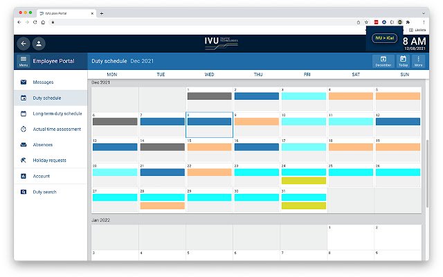 IVU RAPID Duty schedule till iCal export  from Chrome web store to be run with OffiDocs Chromium online