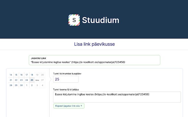 Jaga Stuudiumisse  from Chrome web store to be run with OffiDocs Chromium online