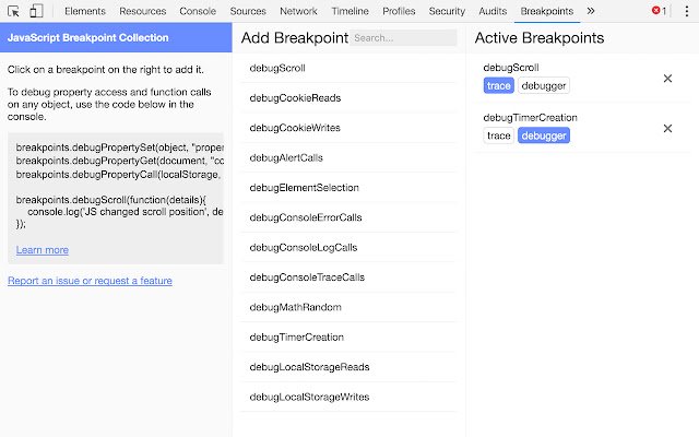 JavaScript Breakpoint Collection  from Chrome web store to be run with OffiDocs Chromium online