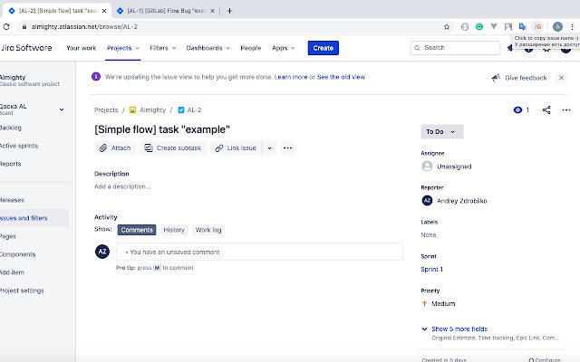 JiGit Jira issue title to branch name  from Chrome web store to be run with OffiDocs Chromium online