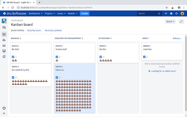 JIRA Pile of Poo  from Chrome web store to be run with OffiDocs Chromium online