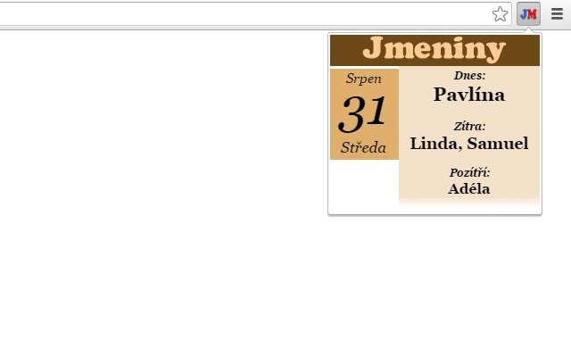 Jmeniny  from Chrome web store to be run with OffiDocs Chromium online