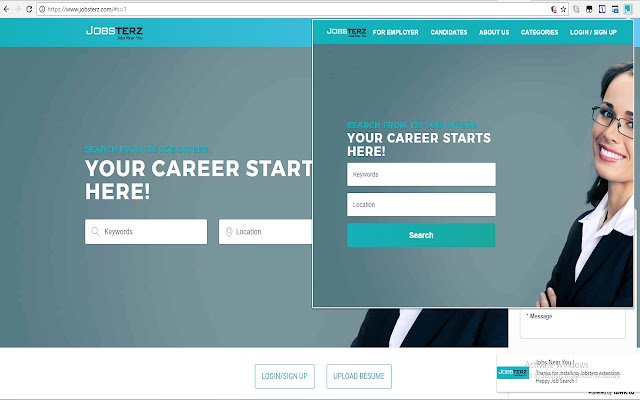 Jobsterz Search Extension  from Chrome web store to be run with OffiDocs Chromium online