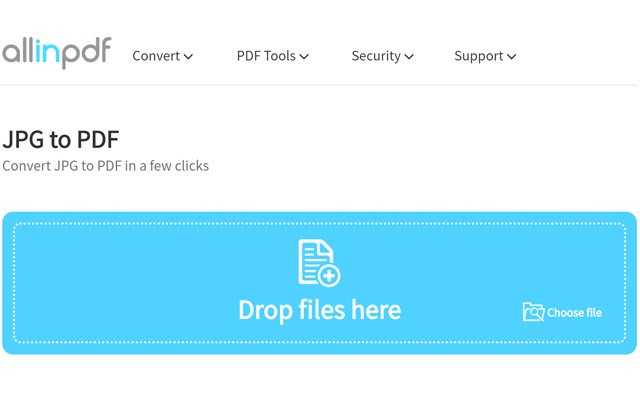 JPG en PDF Allinpdf.com de la boutique en ligne Chrome à exécuter avec OffiDocs Chromium en ligne