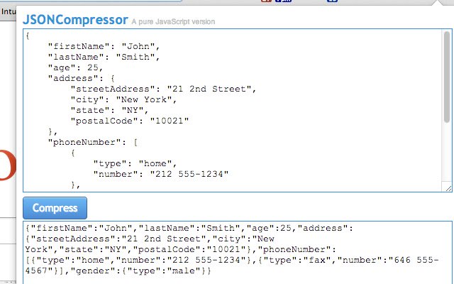 JSON Compressor  from Chrome web store to be run with OffiDocs Chromium online