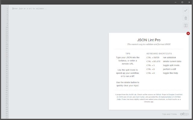JSON Lint Pro  from Chrome web store to be run with OffiDocs Chromium online