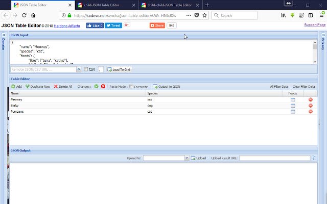 JSON Table Editor  from Chrome web store to be run with OffiDocs Chromium online