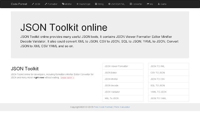 JSON Toolkit online  from Chrome web store to be run with OffiDocs Chromium online