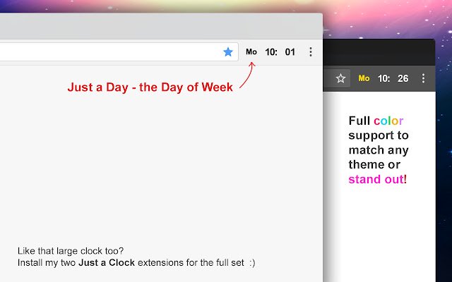 Just a Day the Day of Week  from Chrome web store to be run with OffiDocs Chromium online