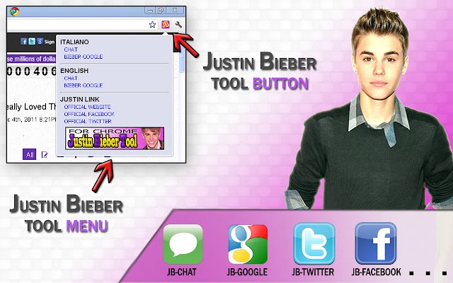 Justin Bieber Tool de la boutique en ligne Chrome sera exécuté avec OffiDocs Chromium en ligne