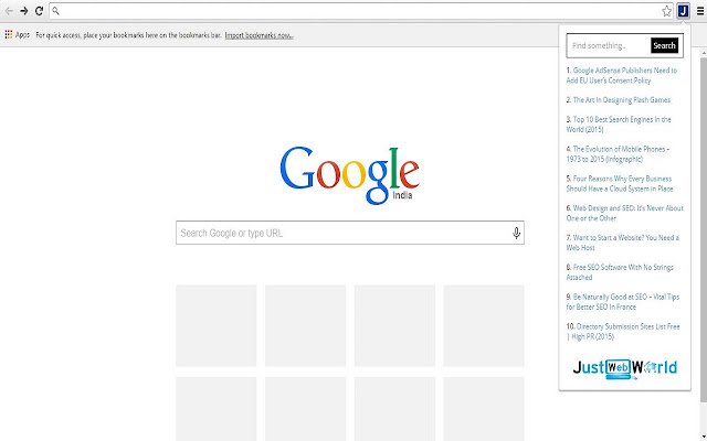 Just Web World uit de Chrome-webwinkel om te gebruiken met OffiDocs Chromium online