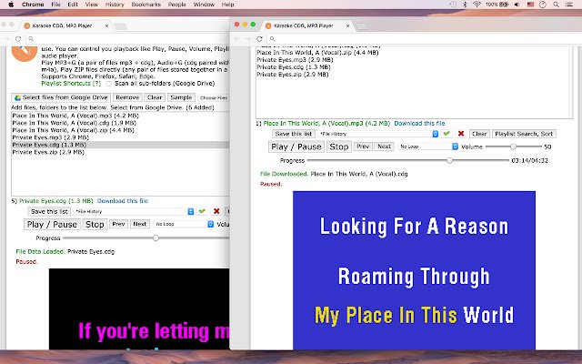 Karaoke CDG, player MP3 din magazinul web Chrome care va fi rulat cu OffiDocs Chromium online