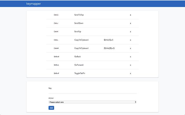 keymapper từ cửa hàng Chrome trực tuyến sẽ được chạy với OffiDocs Chrome trực tuyến