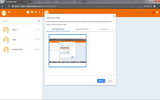 Kimbho Screen  Application Share  from Chrome web store to be run with OffiDocs Chromium online