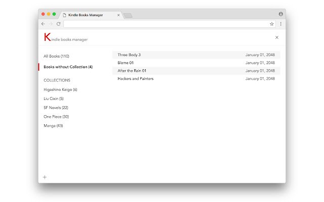 Kindle Books Manager  from Chrome web store to be run with OffiDocs Chromium online