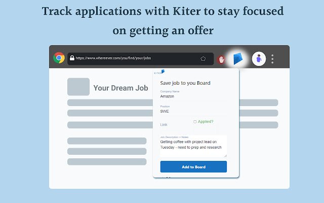 Kiter Job Application Tracker  from Chrome web store to be run with OffiDocs Chromium online